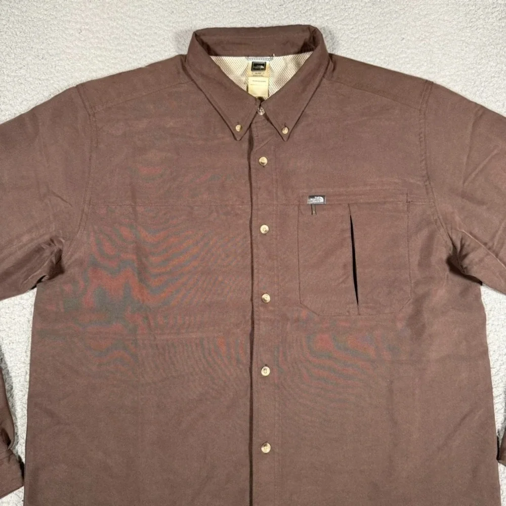 The North Face Shirt Mens XL Brown Casual Outdoor Preppy Hiking Modal Blend Logo